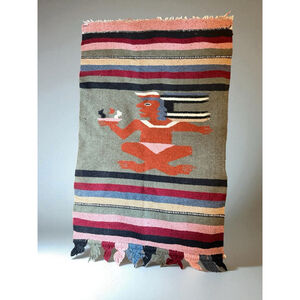 Vintage Handwoven Tribal Rug Southwest Aztec 28 x 43